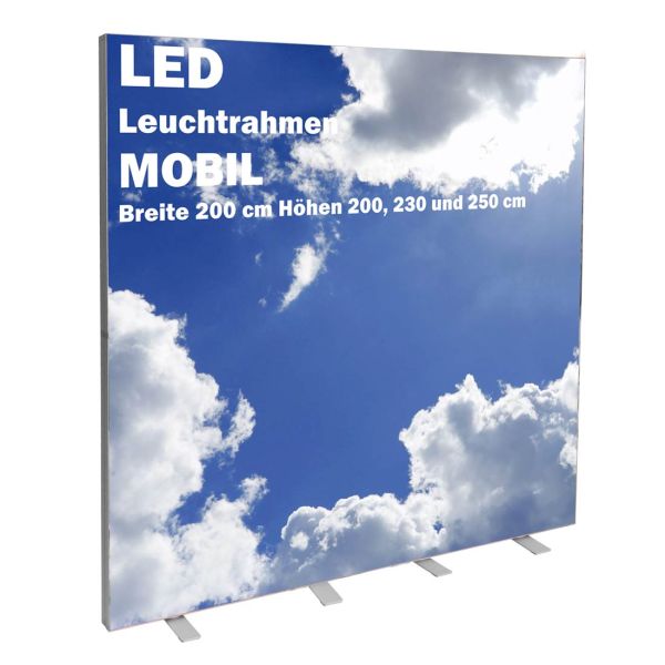LED-Leuchtrahmen mit Stoffbespannung 2m Breite mit einseitiger und doppelseitiger Bedruckung